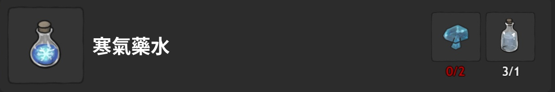 藥水-寒氣藥水-製作材料表